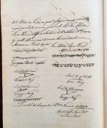 13. Signatures of the officers of the sepoy corps of Sanquelim in the oath of allegiance to the Constitutional Charter of 1826. Arquivo Histórico Ultramarino, Conselho Ultramarino, Índia, Caixa 427, 1827
